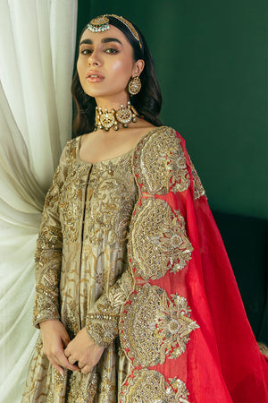 Gold Dabka Maroori Kamkhab Pishwas Dress (2-Piece) - Image 8