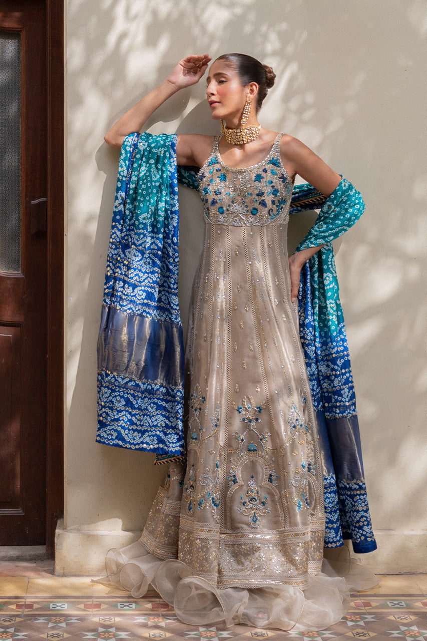 Gold Zardozi Resham Meysuri Pishwas (3-Piece) - Image 4