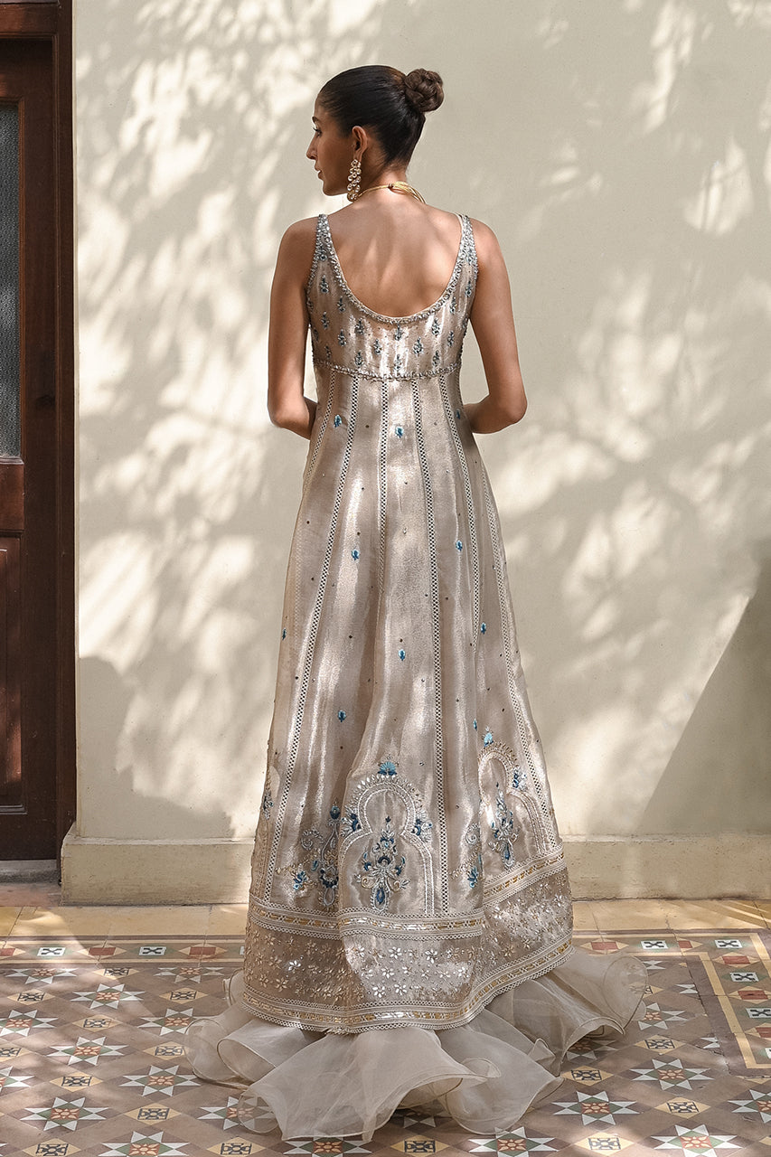 Gold Zardozi Resham Meysuri Pishwas (3-Piece) - Image 5