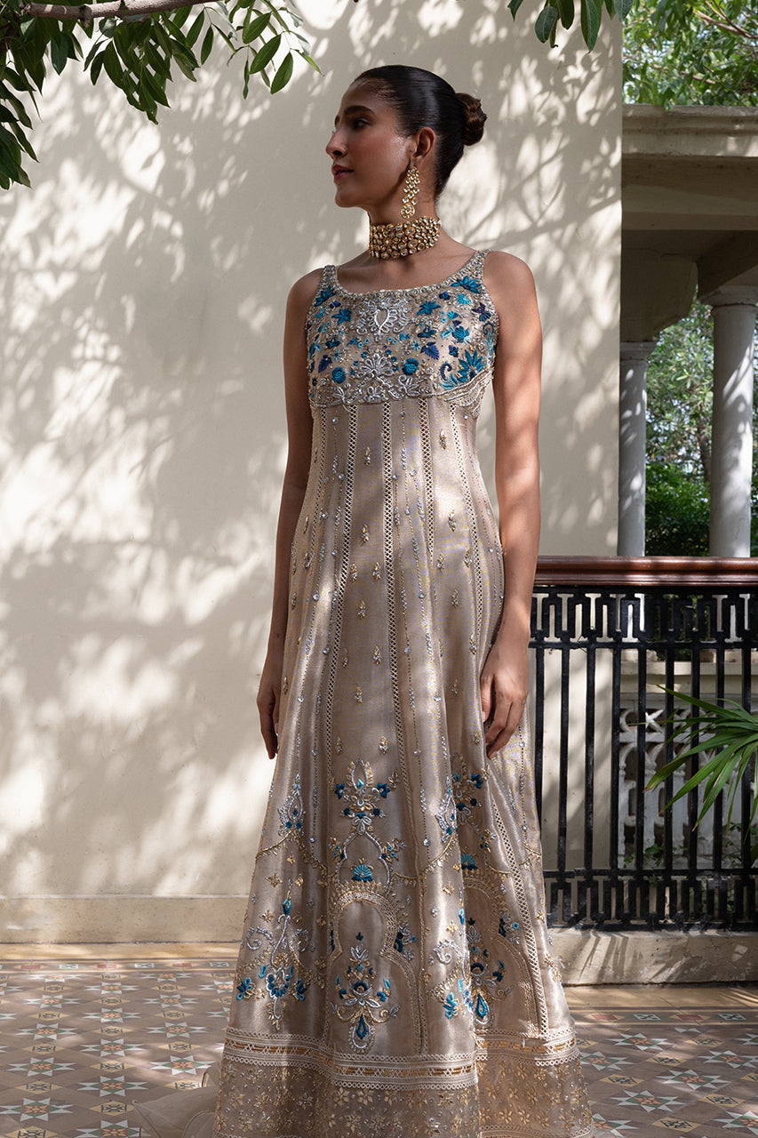 Gold Zardozi Resham Meysuri Pishwas (3-Piece) - Image 6