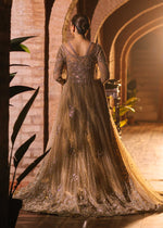 Pakistani Gold Embellished Net Tissue Pishwas (3-Piece) - Image 3