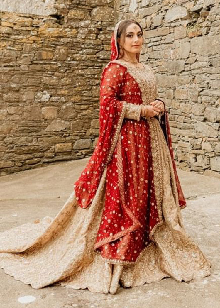 Gold Embellished Bridal Pishwas Dress (2-Piece) - Image 3