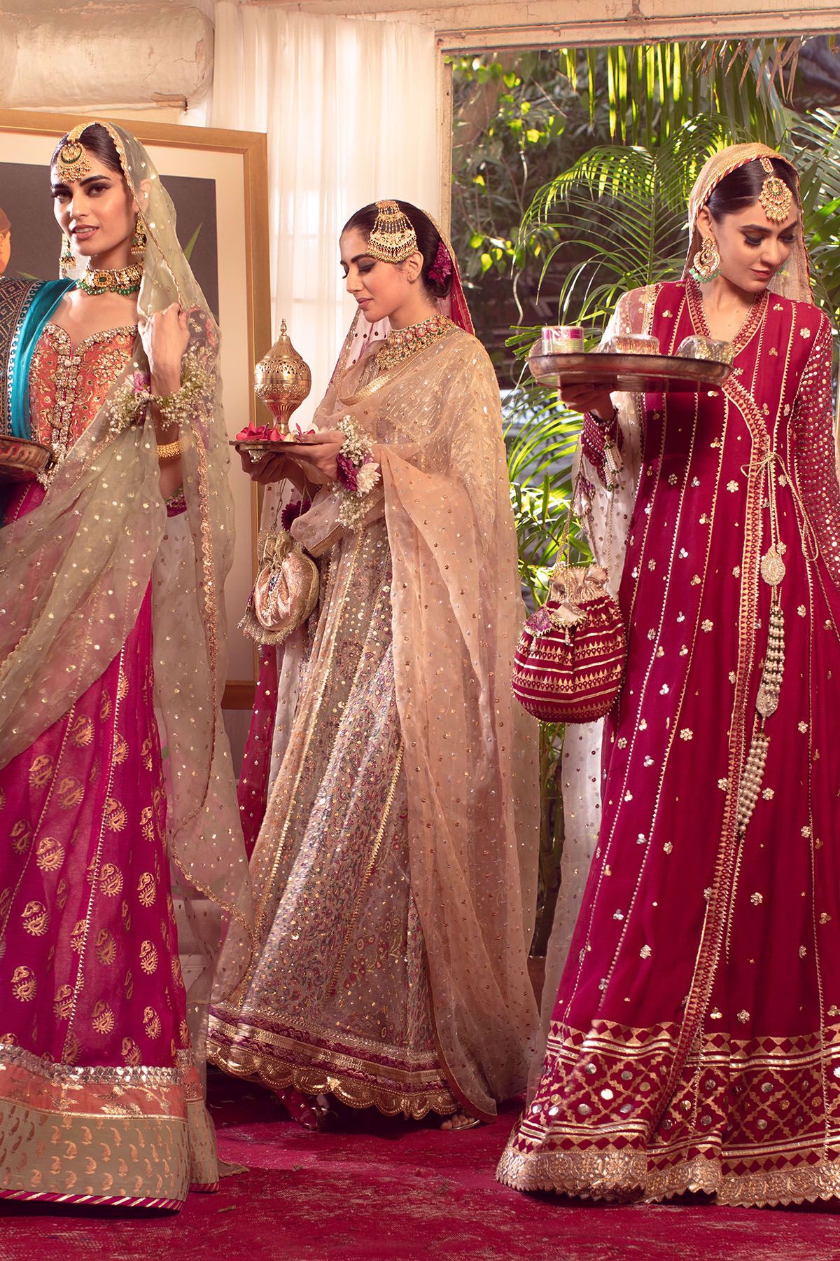 Rose Gold Embroidered Organza Pishwas (3-Piece) - Image 7