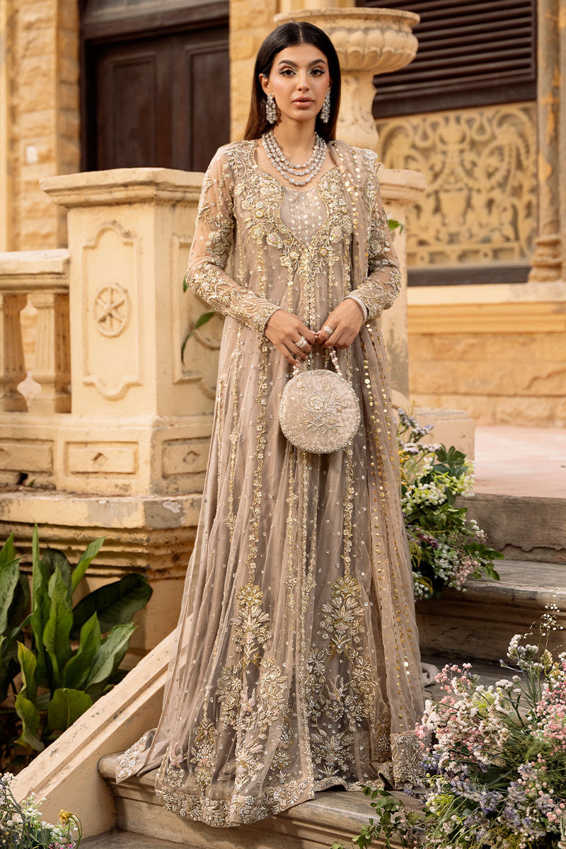 Champagne Gold Embellished Raw Silk Pishwas (2-Piece) - Image 1