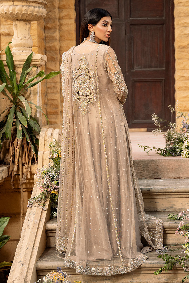 Champagne Gold Embellished Raw Silk Pishwas (2-Piece) - Image 3