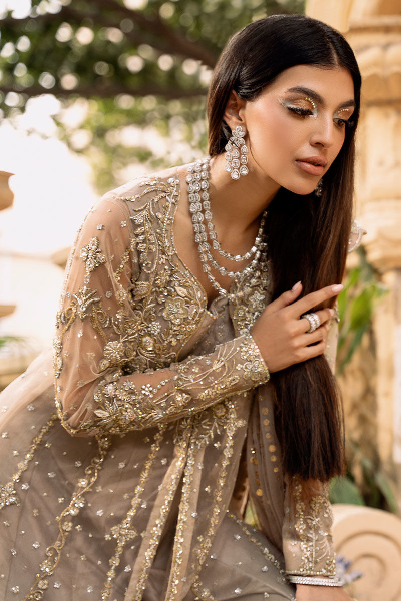 Champagne Gold Embellished Raw Silk Pishwas (2-Piece) - Image 4