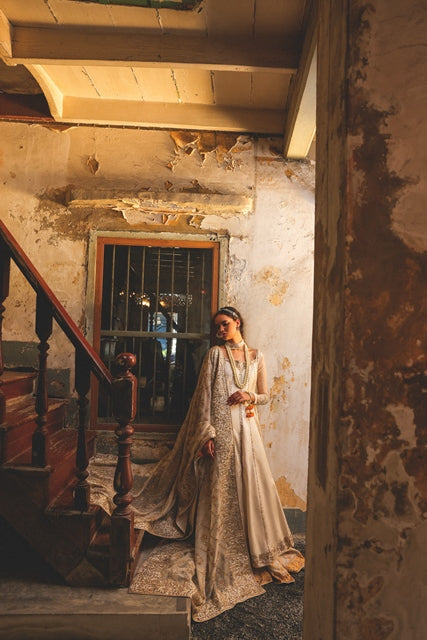 Muted Gold Embellished Silk Pishwas Dress (2-Piece) - Image 3