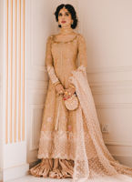 Rose Gold Embroidered Silk Pishwas Dress (3-Piece) - Image 2