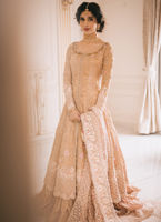 Rose Gold Embroidered Silk Pishwas Dress (3-Piece) - Image 3