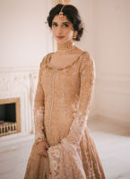 Rose Gold Embroidered Silk Pishwas Dress (3-Piece) - Image 6