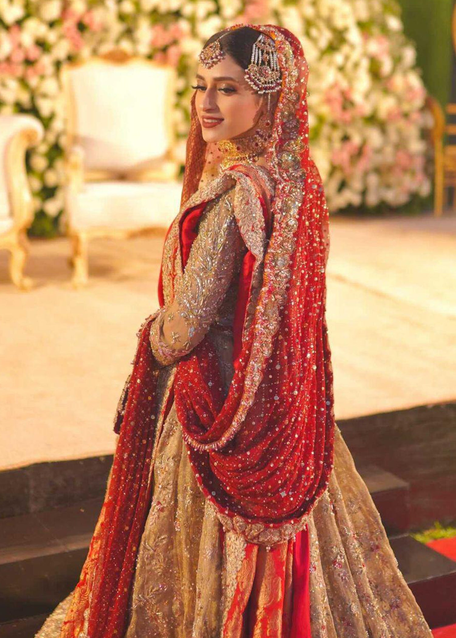 Antique Gold Zardozi Silk Blend Pishwas (2-Piece) - Image 10