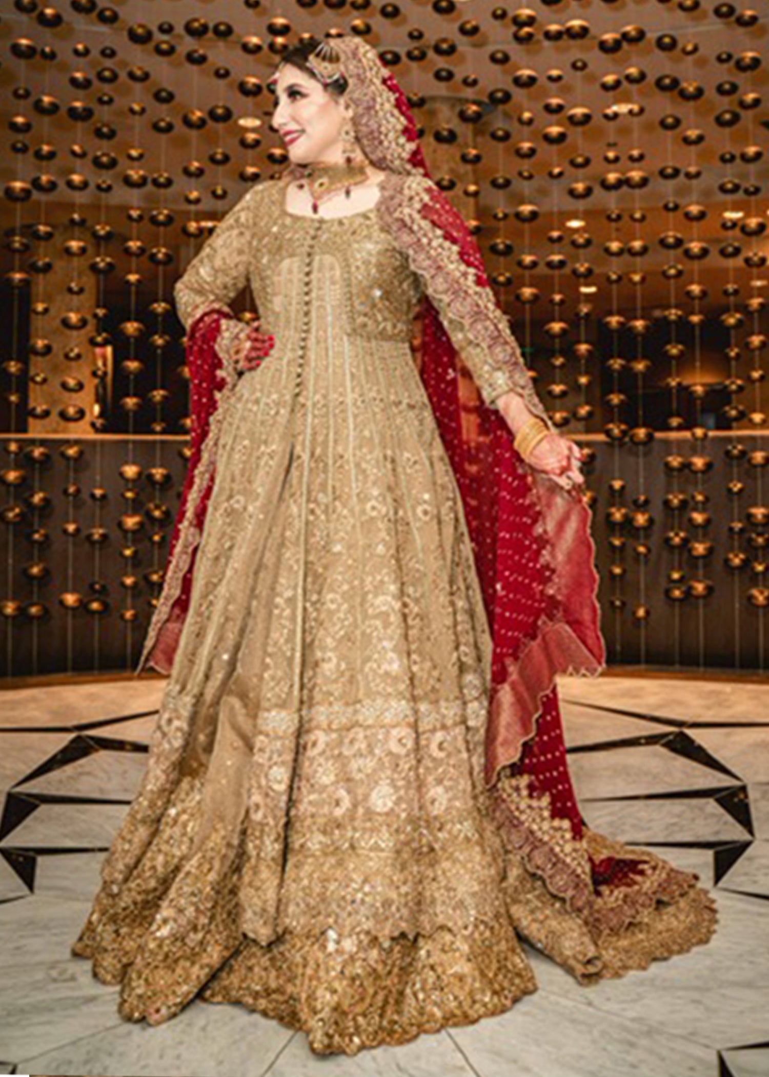 Antique Gold Zardozi Silk Blend Pishwas (2-Piece) - Image 2