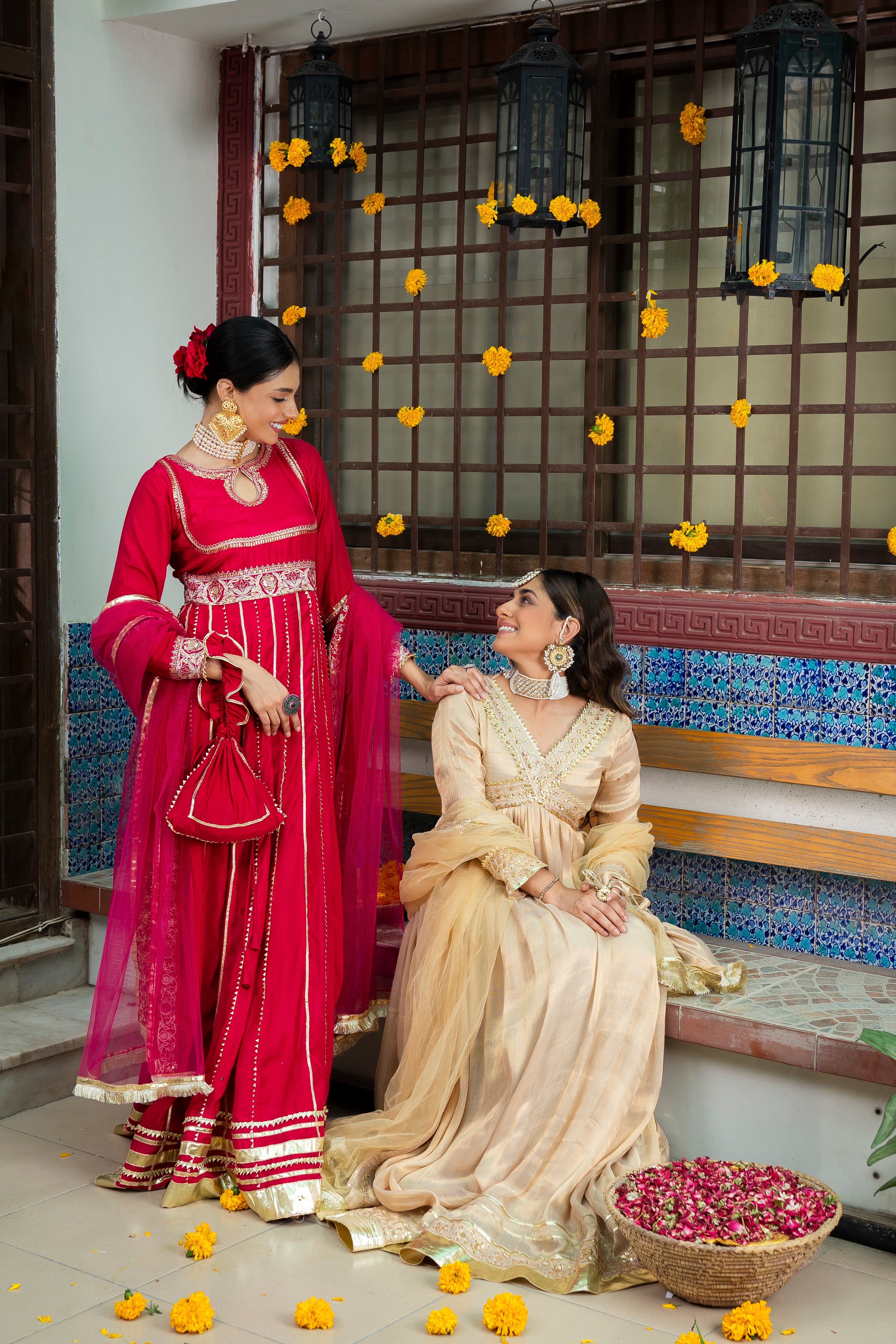 Golden Zari Sequin Silk Pishwas (3-Piece) - Image 7