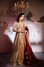 Gold Embroidered Tissue Brocade Pishwas (2-Piece) - Image 3