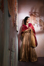 Gold Embroidered Tissue Brocade Pishwas (2-Piece) - Image 4