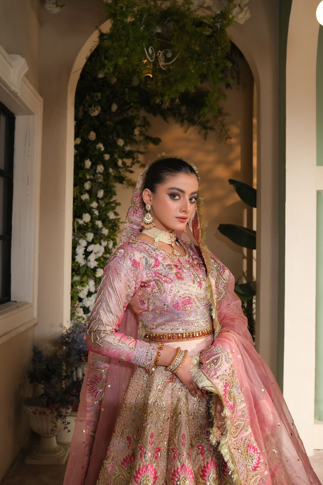 Rose Gold Embellished Tissue Pishwas (3-Piece) - Image 3