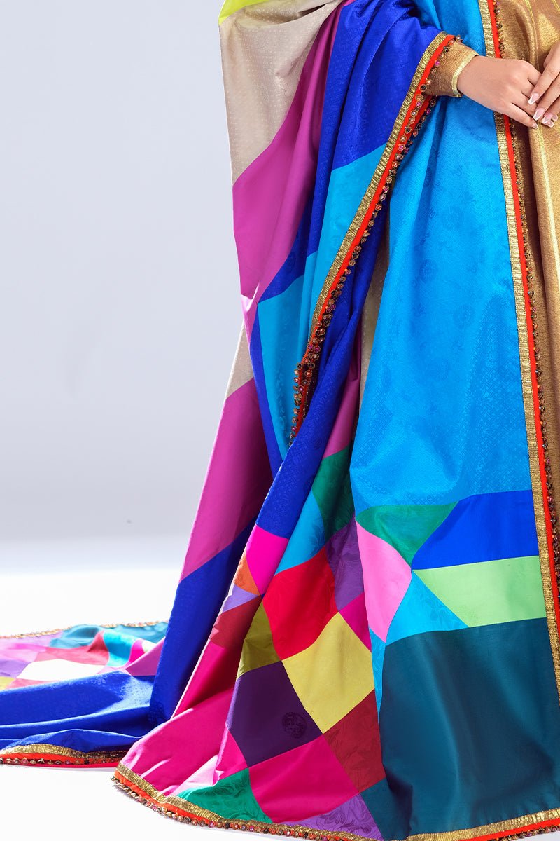 Pakistani Antique Gold Zardozi Tissue Pishwas (3-Piece) - Image 5