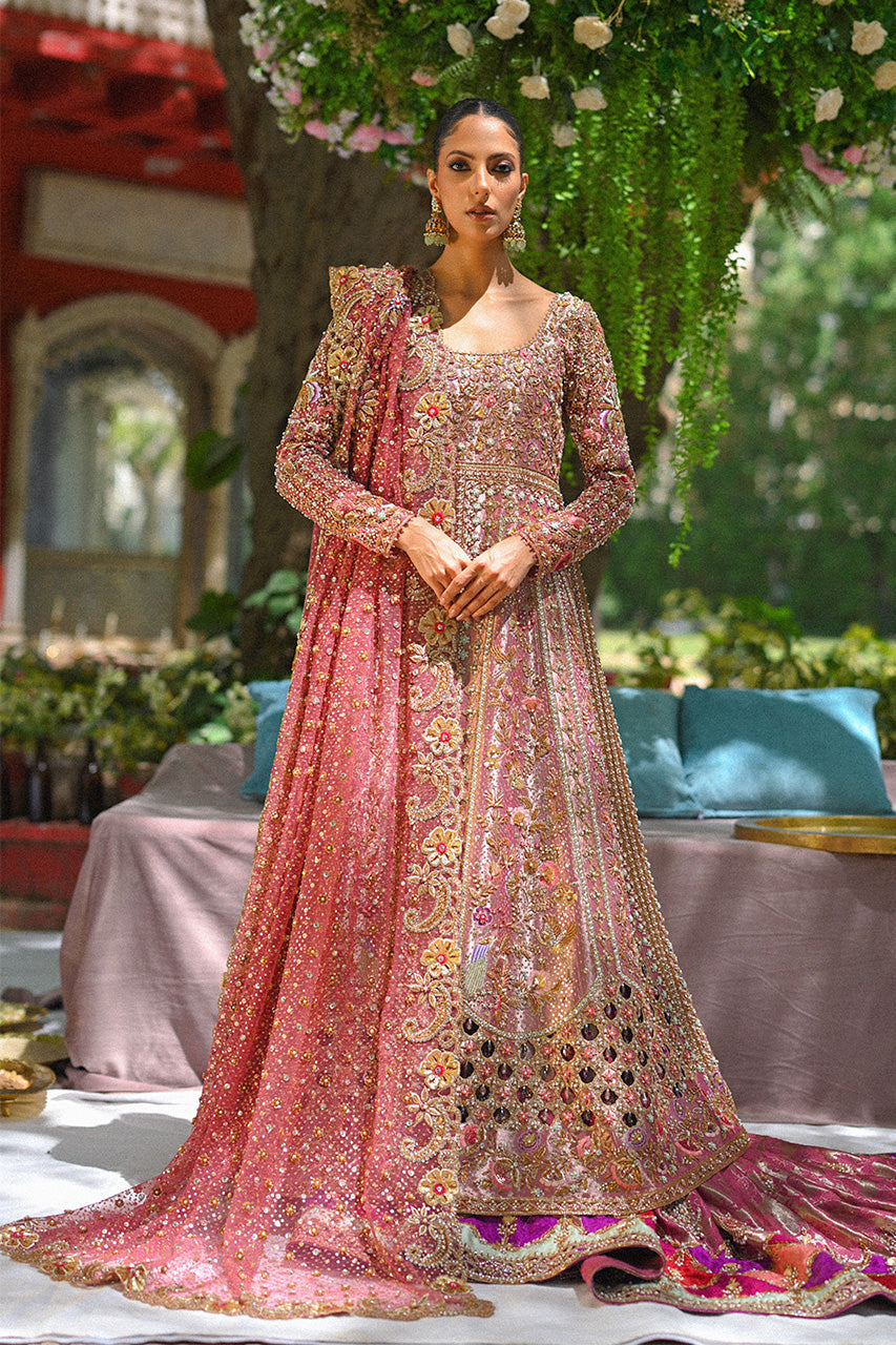 Rose Gold Zardozi Tissue Pishwas Dress (3-Piece) - Image 1