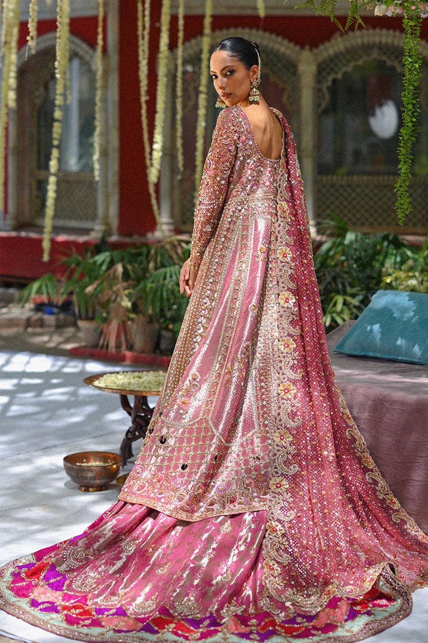 Rose Gold Zardozi Tissue Pishwas Dress (3-Piece) - Image 2