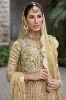 Marigold Gold Zari Pishwas with Gota & Zardozi (2-Piece) - Image 2