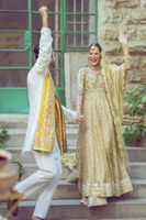 Marigold Gold Zari Pishwas with Gota & Zardozi (2-Piece) - Image 7