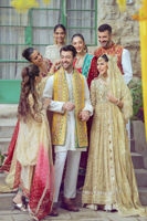 Marigold Gold Zari Pishwas with Gota & Zardozi (2-Piece) - Image 8