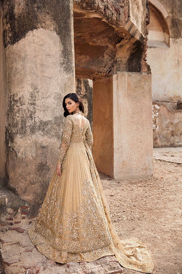 Gold Zari Net Pishwas Dress (3-Piece) - Image 4
