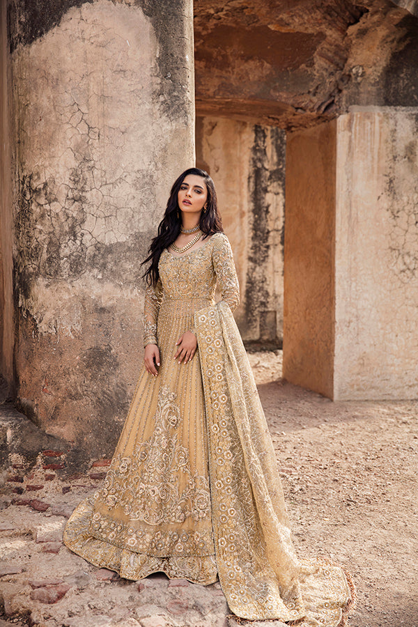 Indian Gold Zari Net Pishwas Dress (3-Piece) - Image 4