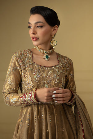 Royal Gold Zardozi Zari Net Pishwas (3-Piece) - Image 2