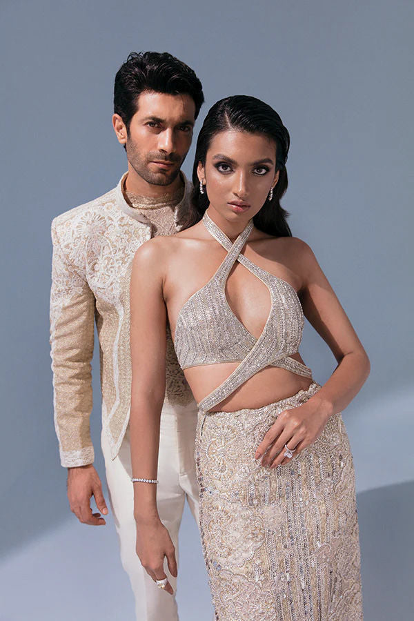 Gold Beige Embroidered Metador Prince Coat (3-Piece) - Image 3