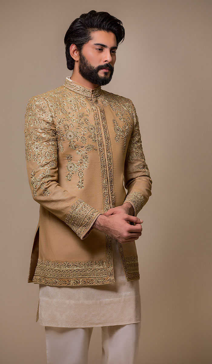 Light Copper Embroidered Silk-Blend Prince Coat (3-Piece) - Image 1