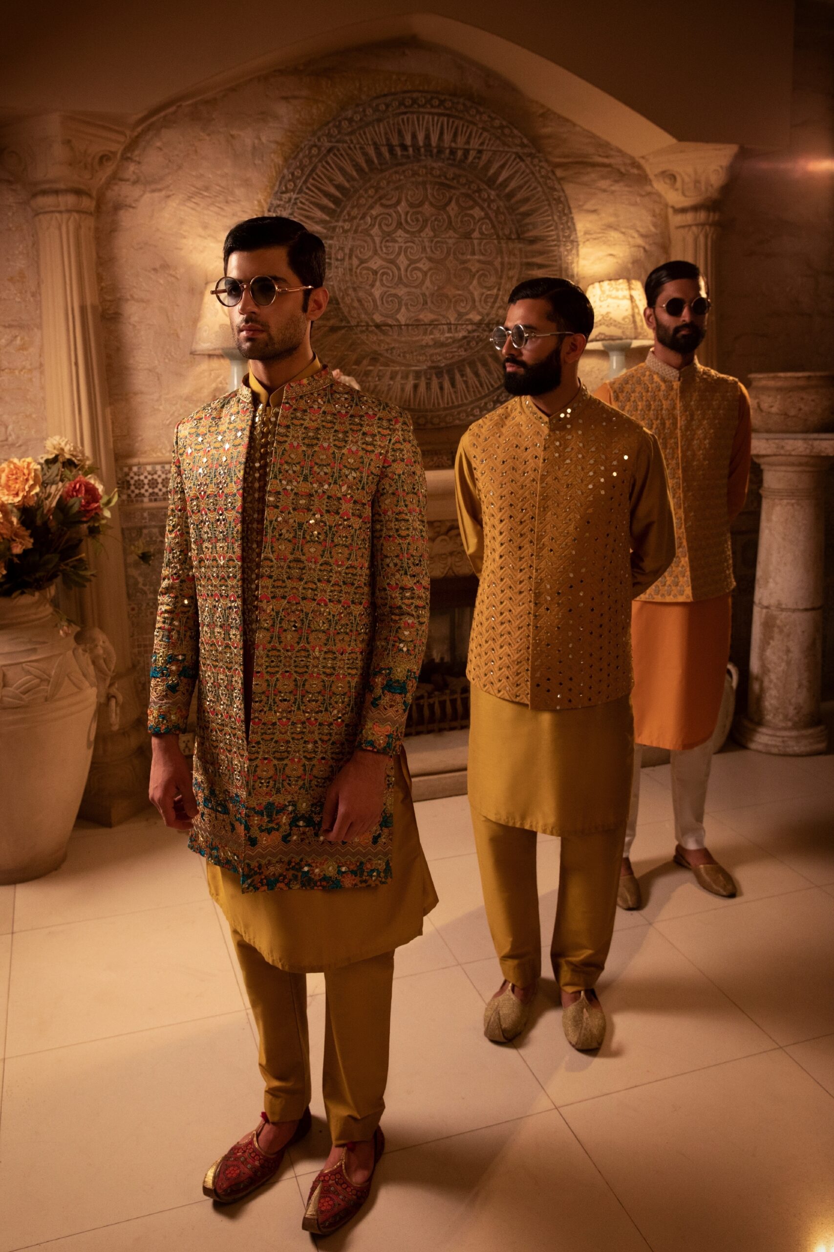 Gold Mirror Embroidered Silk-Blend Prince Coat (3-Piece) - Image 3