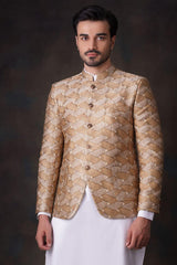 Gold Zari Embroidered Silk-Blend Prince Jacket (3-Piece) - Image 3