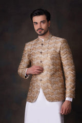 Gold Zari Embroidered Silk-Blend Prince Jacket (3-Piece) - Image 4