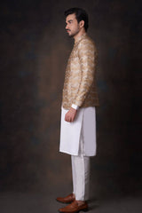 Gold Zari Embroidered Silk-Blend Prince Jacket (3-Piece) - Image 7