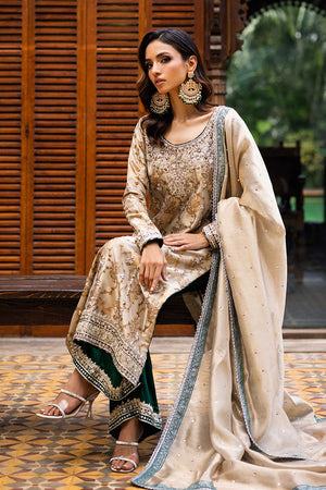 Gold Hand-Worked Banarsi Salwar Kameez (3-Piece) - Image 2