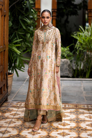 Gold Embroidered Banarsi Salwar Kameez (3-Piece) - Image 1