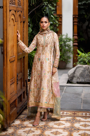 Gold Embroidered Banarsi Salwar Kameez (3-Piece) - Image 3