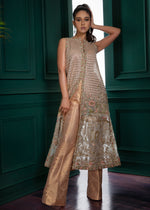Pakistani Champagne Gold Embellished Brocade Salwar Kameez (2-Piece) - Image 2