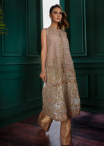 Pakistani Champagne Gold Embellished Brocade Salwar Kameez (2-Piece) - Image 4