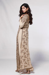 Pakistani Gold Hand-Embroidered Chiffon Salwar Kameez (3-Piece) - Image 4