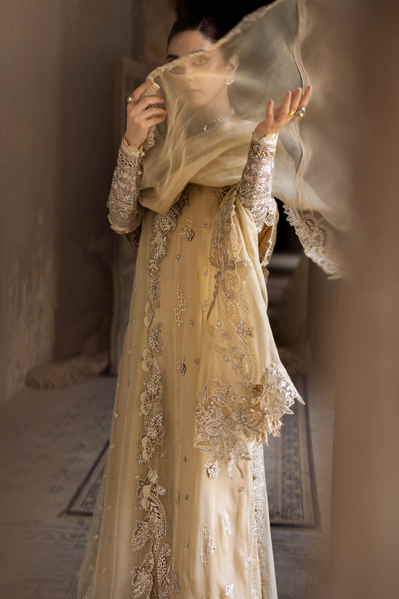 Gold Embroidered Chiffon & Raw Silk Salwar Kameez (3-Piece) - Image 10