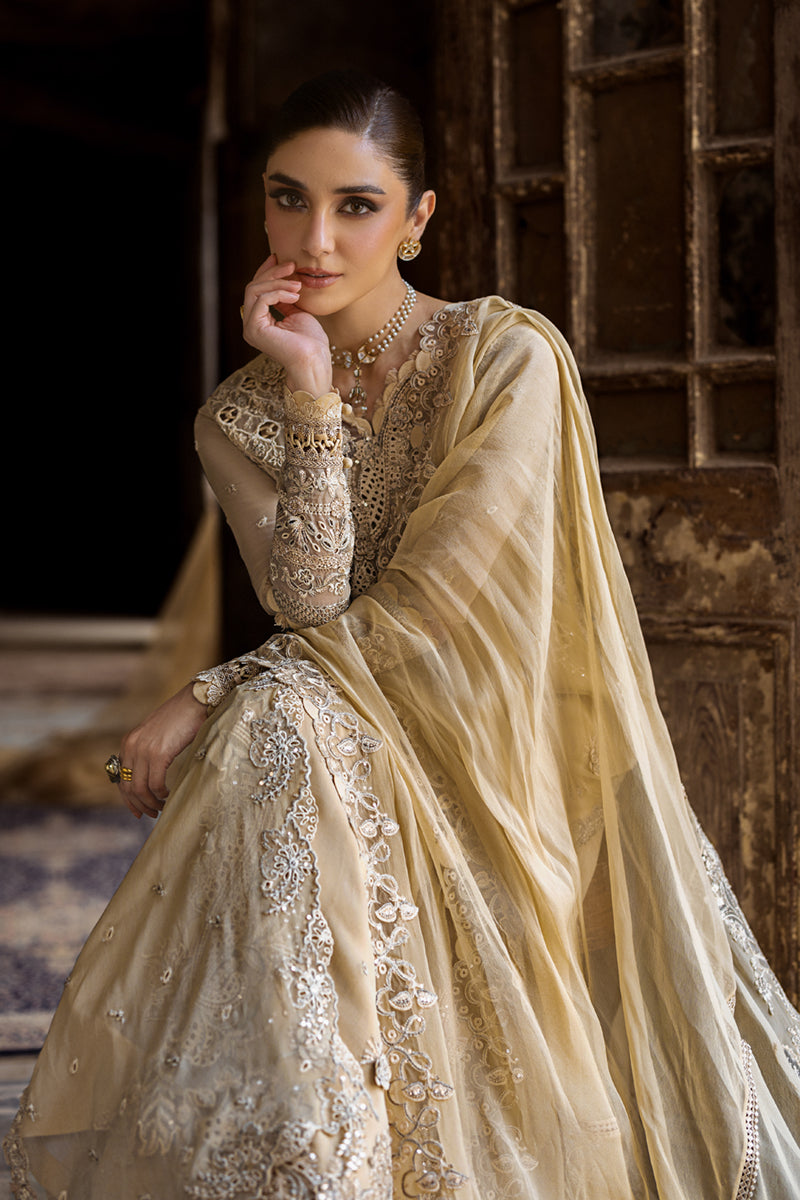 Gold Embroidered Chiffon & Raw Silk Salwar Kameez (3-Piece) - Image 11