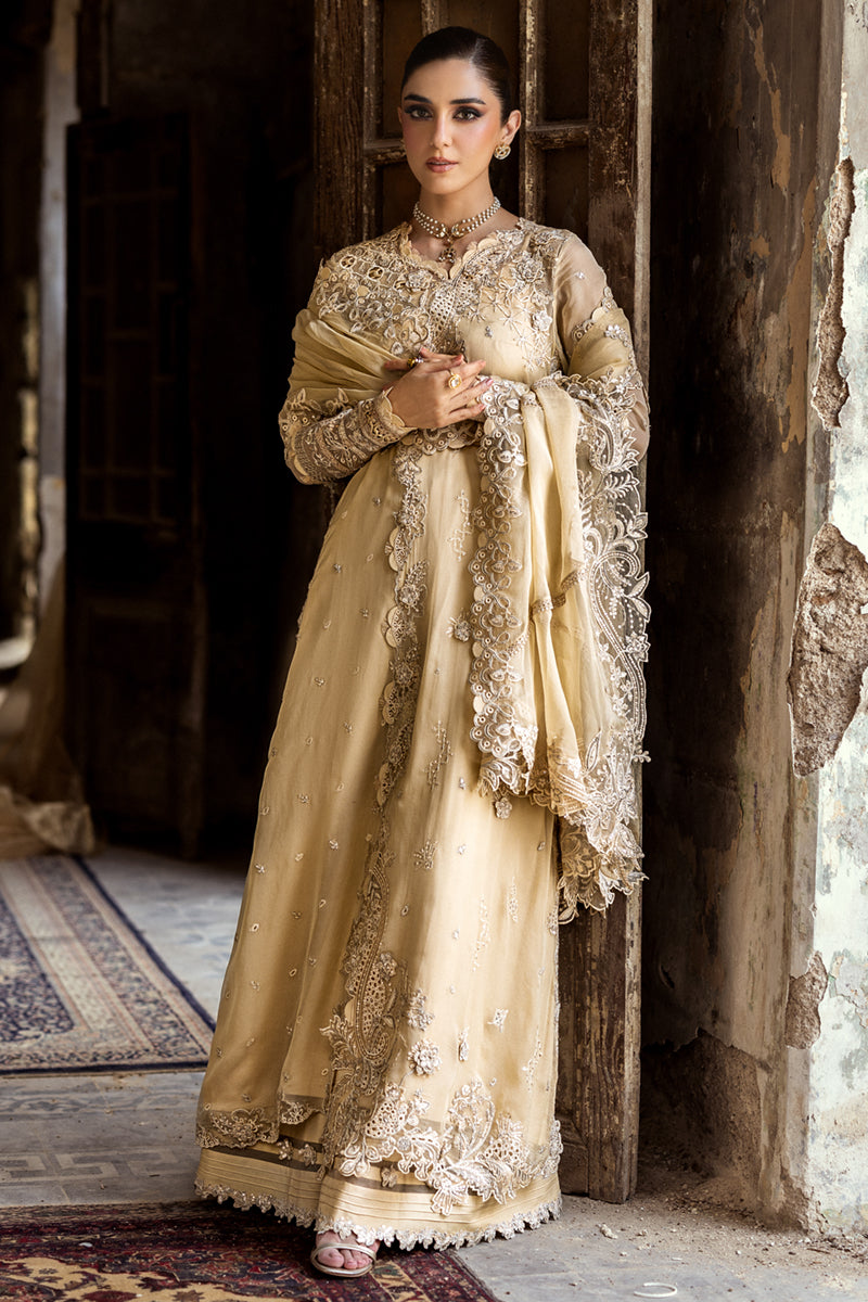 Gold Embroidered Chiffon & Raw Silk Salwar Kameez (3-Piece) - Image 8
