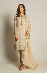Pakistani Gold Gota Embroidered Misouri Jamawar Salwar Kameez (3-Piece) - Image 3