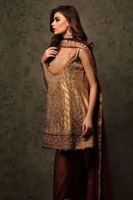 Gold Zardozi Gota Jamawar Short Frock (3-Piece) - Image 3