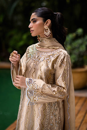 Golden Mukesh Kora Dabka Lamé Salwar Kameez (3-Piece) - Image 2