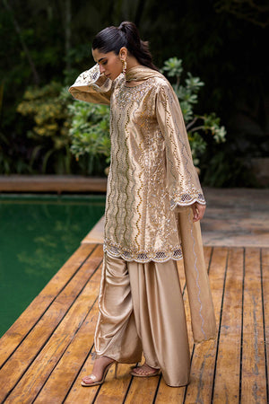Golden Mukesh Kora Dabka Lamé Salwar Kameez (3-Piece) - Image 5