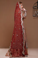 Rose Gold Embroidered Lamé Bridal Salwar Kameez (3-Piece) - Image 5