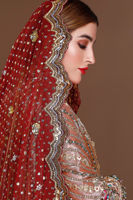 Rose Gold Embroidered Lamé Bridal Salwar Kameez (3-Piece) - Image 6